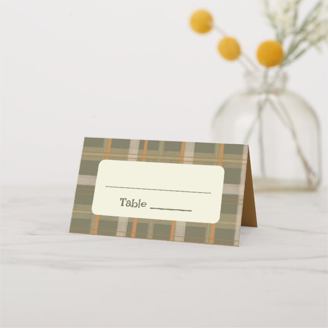 Scottish Celtic Tartan Pattern Wedding Place Card (Front)