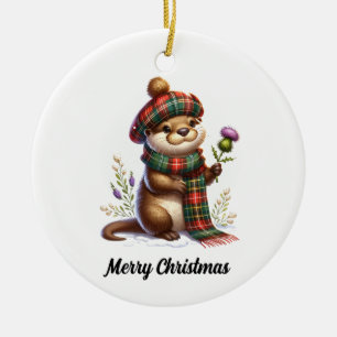 Scottish Christmas Otter Christmas Ceramic Ornament