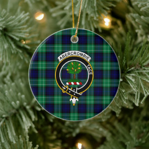 Scottish Clan Abercrombie Hunting Tartan and Crest Ceramic Ornament