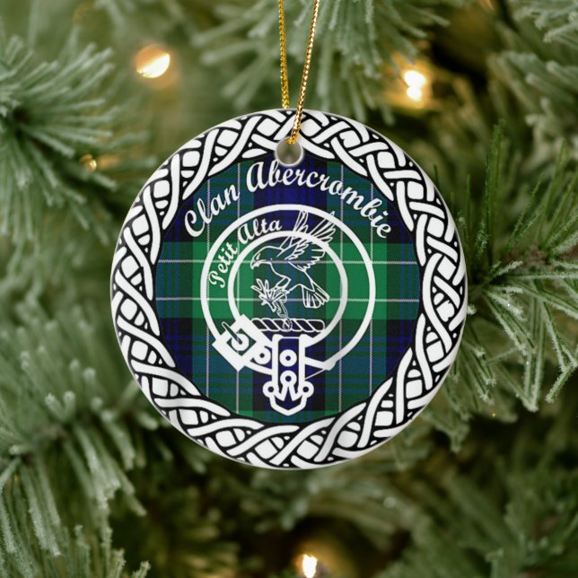 Scottish Clan Abercrombie Tartan and Crest Ceramic Ornament (Tree)