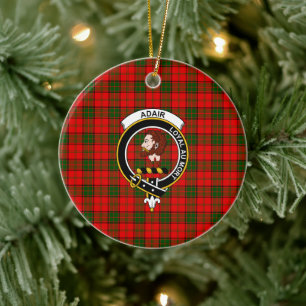Scottish Clan Adair Tartan and Crest Ceramic Ornament