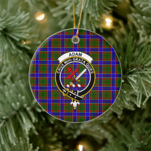 Scottish Clan Adam Tartan and Crest Ceramic Ornament