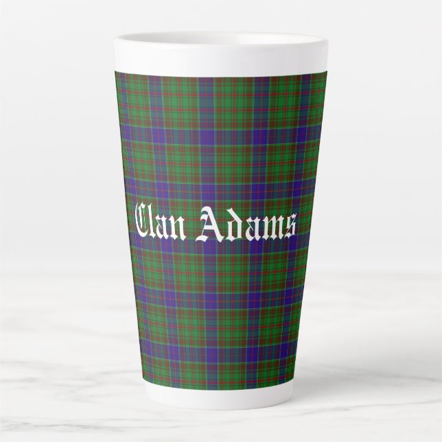 Scottish Clan Adams Tartan Latte Mug (Front)