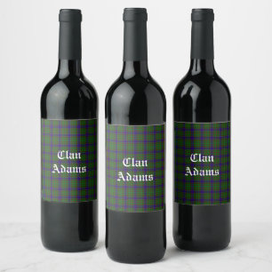 Scottish Clan Adams Tartan Wine Label