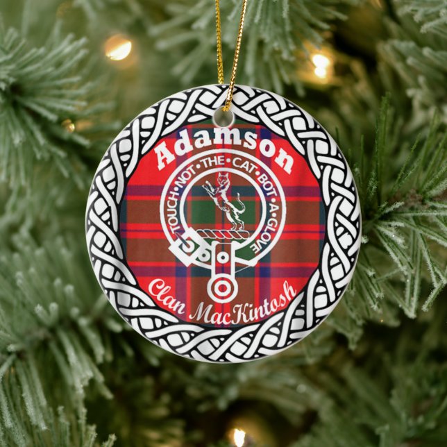 Scottish Clan Adamson Tartan and Crest Ceramic Ornament (Tree)