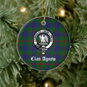 Scottish Clan Agnew Crest & Tartan Ceramic Ornament