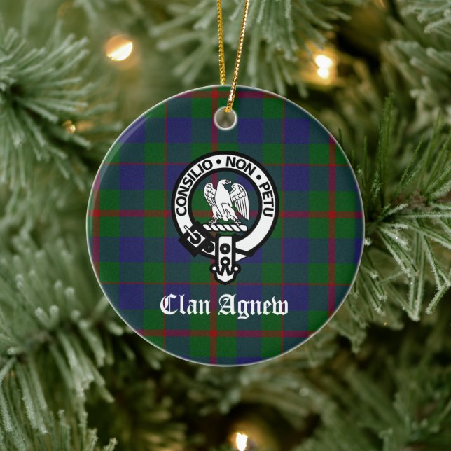 Scottish Clan Agnew Crest & Tartan Ceramic Ornament (Tree)