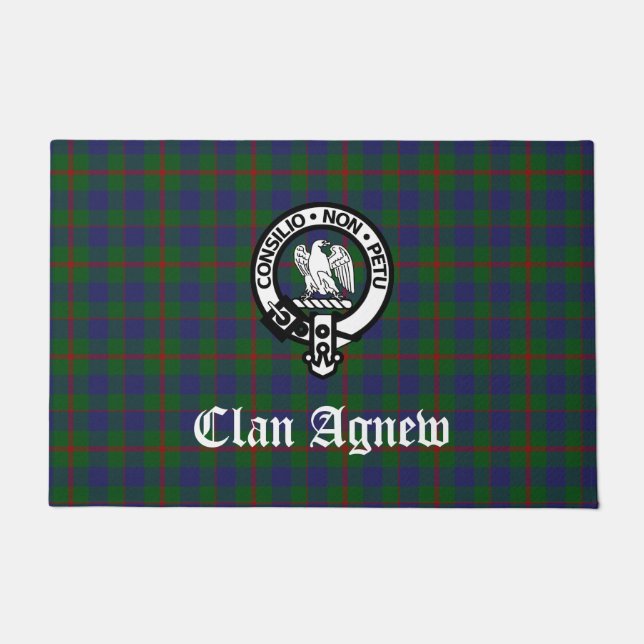 Scottish Clan Agnew Crest & Tartan  Doormat (Front)