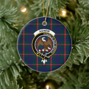 Scottish Clan Agnew Tartan and Crest Ceramic Ornament