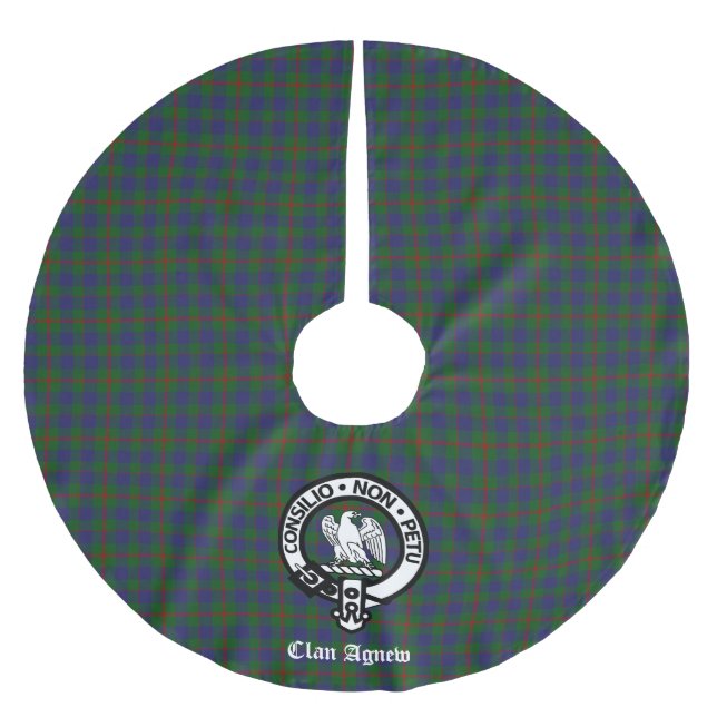 Scottish Clan Agnew Tartan Crest Customisable  Brushed Polyester Tree Skirt (Front)