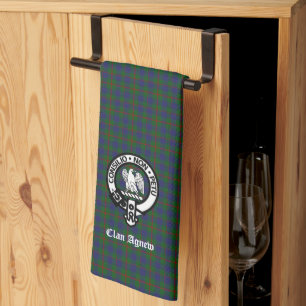 Scottish Clan Agnew Tartan Crest   Tea Towel