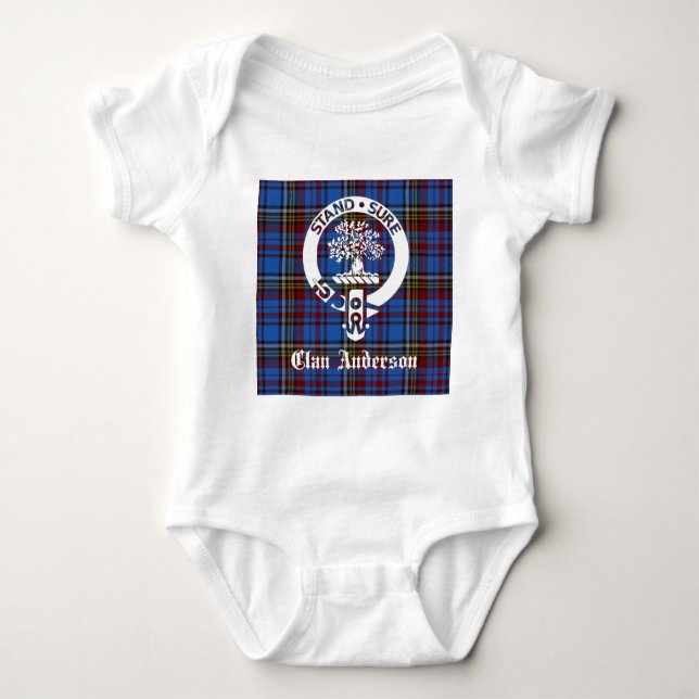 Scottish Clan Anderson Crest & Tartan Baby Bodysuit (Front)