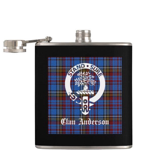 Scottish Clan Anderson Crest & Tartan Hip Flask (Opened)