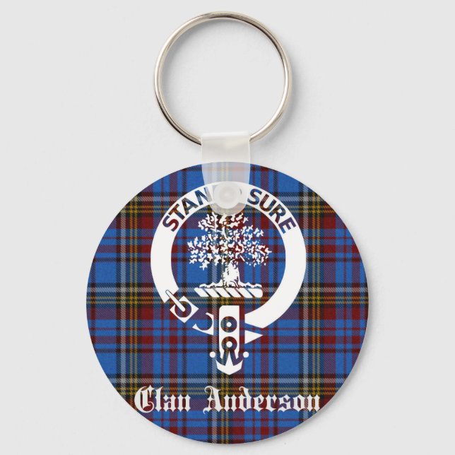 Scottish Clan Anderson Crest & Tartan Key Ring (Front)