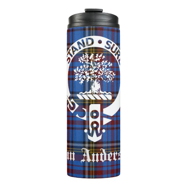 Scottish Clan Anderson Crest & Tartan Thermal Tumbler (Front)