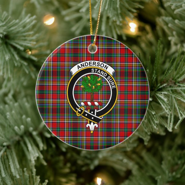 Scottish Clan Anderson Of Arbrake Tartan and Crest Ceramic Ornament (Tree)