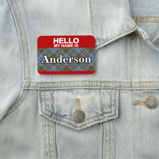 Scottish Clan Anderson Tartan Plaid Name Tag (In Situ)