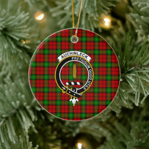 Scottish Clan Auchinleck Tartan and Crest Ceramic Ornament