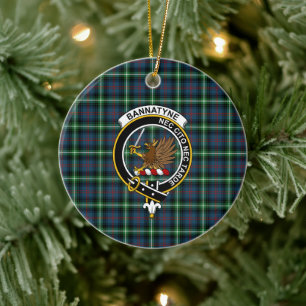 Scottish Clan Bannatyne Tartan and Crest Ceramic Ornament