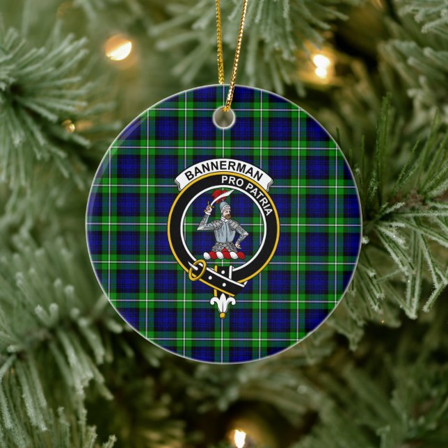 Scottish Clan Bannerman Tartan and Crest Ceramic Ornament (Tree)