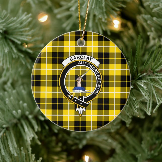 Scottish Clan Barclay Dress Modern Tartan and Cres Ceramic Ornament (Tree)