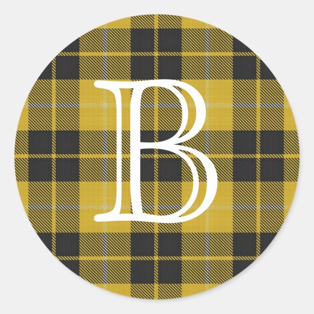 Scottish Clan Barclay Tartan With Monogram Classic Round Sticker (Front)