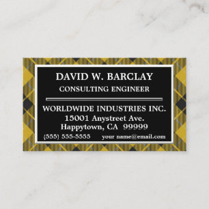 Scottish Clan Barclay Yellow Black Tartan Plaid Business Card
