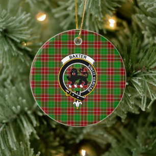 Scottish Clan Baxter Modern Tartan and Crest Ceramic Ornament