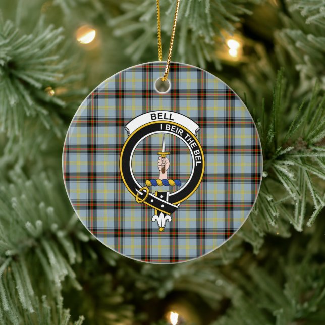 Scottish Clan Bell Tartan and Crest Ceramic Ornament (Tree)