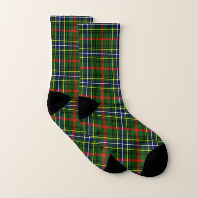 Scottish Clan Bisset Tartan Plaid Socks (Pair)