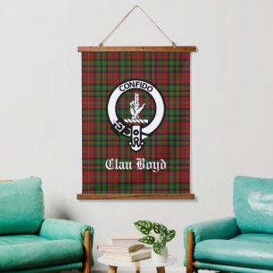 Scottish Clan Boyd Crest Badge & Tartan  Hanging Tapestry