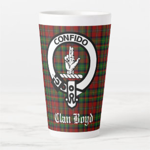 Scottish Clan Boyd Crest Badge & Tartan Latte Mug