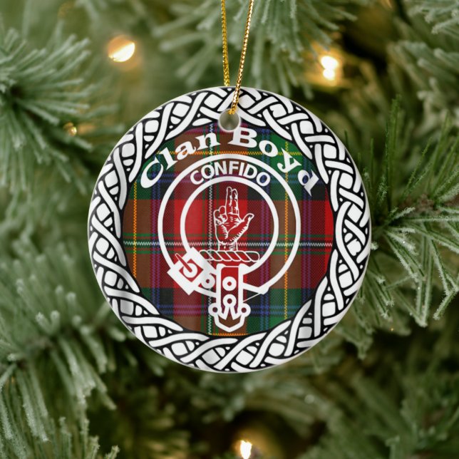 Scottish Clan Boyd Tartan and Crest Ceramic Ornament (Tree)