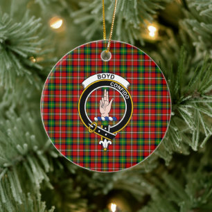 Scottish Clan Boyd Tartan and Crest Ceramic Ornament
