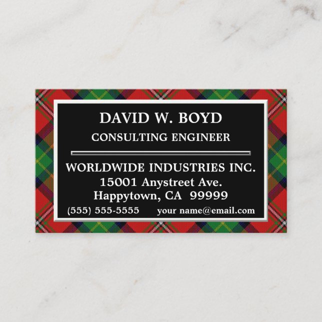 Scottish Clan Boyd Tartan Plaid Business Card (Front)