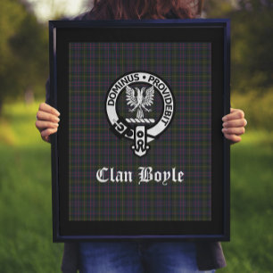 Scottish Clan Boyle Crest Badge & Tartan Poster
