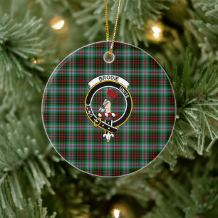 Scottish Clan Brodie Tartan and Crest Ceramic Ornament