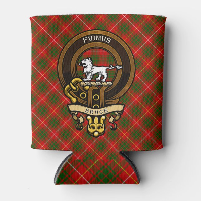 Scottish Clan Bruce Badge and Crest | Coat of Arms Can Cooler (Front)