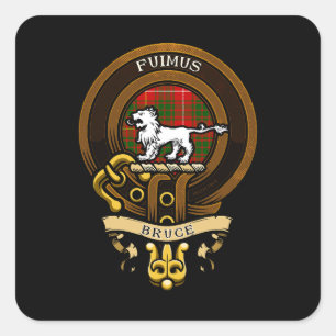 Scottish Clan Bruce Badge and Crest   Coat of Arms Square Sticker