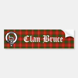 Scottish Clan Bruce Crest Badge and Tartan Bumper Sticker