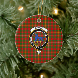Scottish Clan Bruce Tartan and Crest Ceramic Ornament