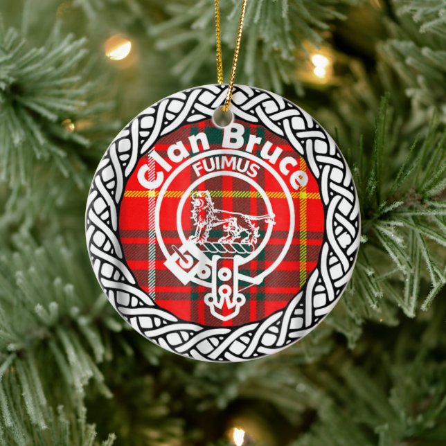 Scottish Clan Bruce Tartan and Crest Ceramic Ornament (Tree)