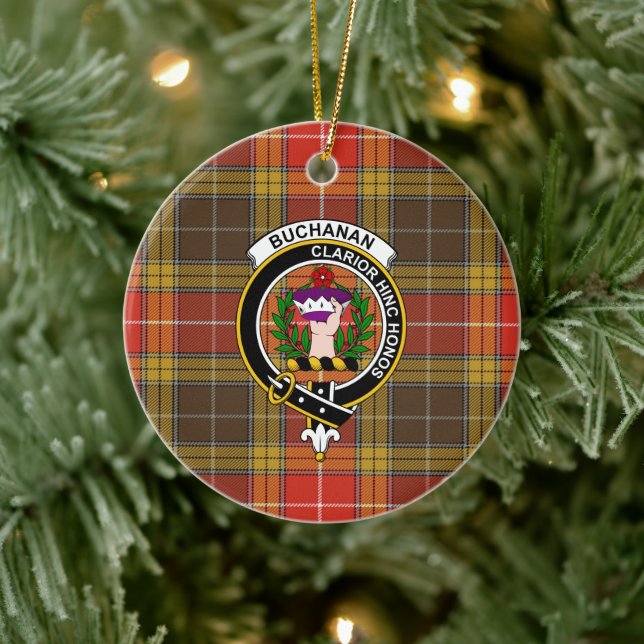 Scottish Clan Buchanan Old Set Weathered Tartan an Ceramic Ornament (Tree)
