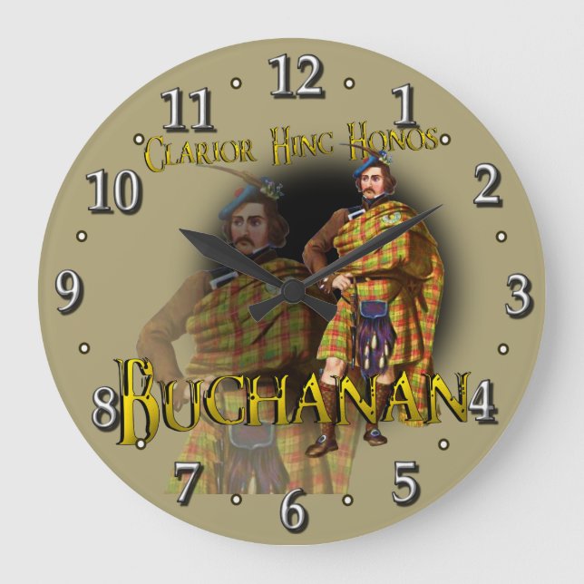 Scottish Clan Buchanan Tartan Large Clock (Front)