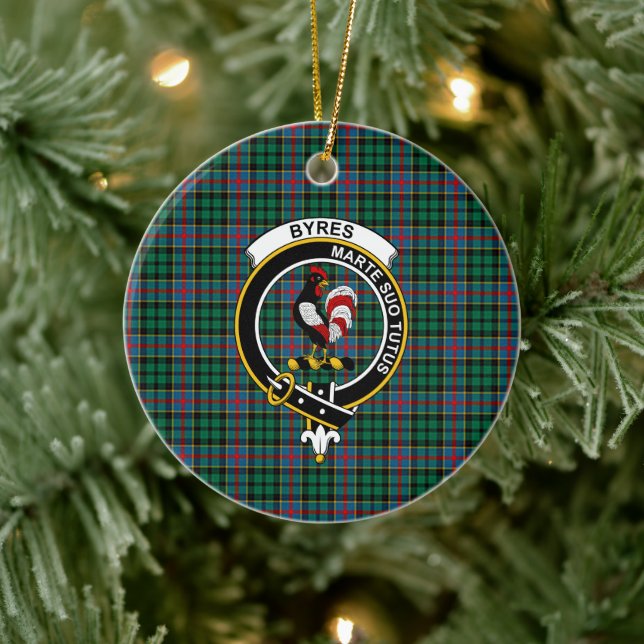 Scottish Clan Byres Tartan and Crest Ceramic Ornament (Tree)