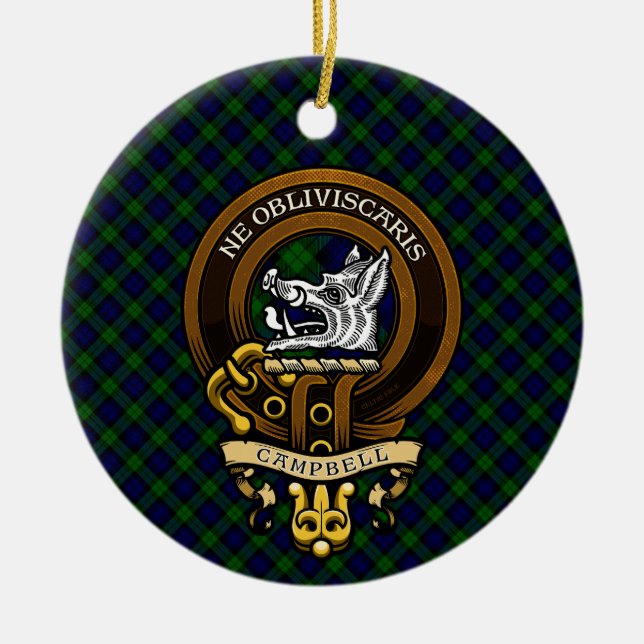 Scottish Clan Campbell Badge and Crest  Ceramic Ornament (Front)