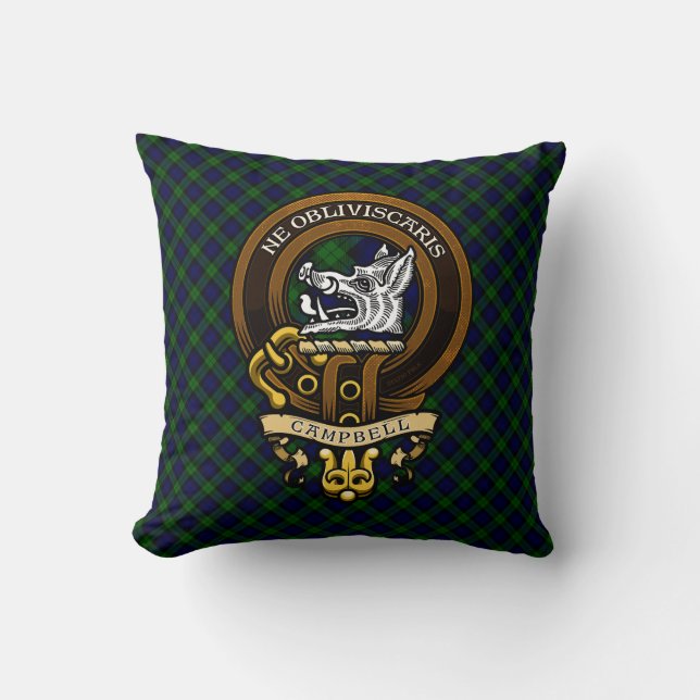 Scottish Clan Campbell Badge and Crest  Cushion (Front)