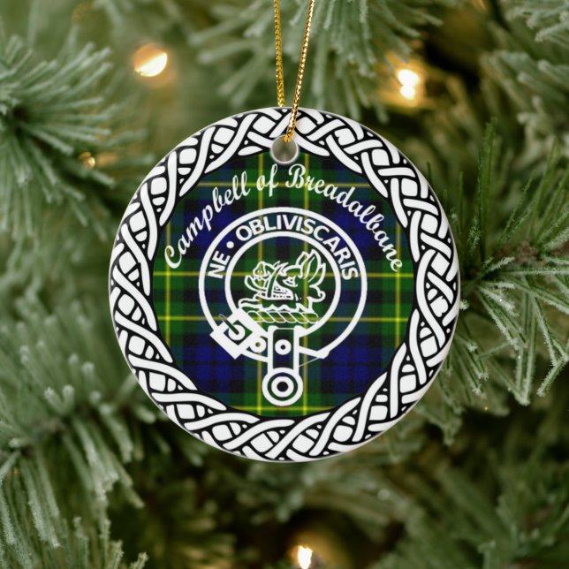Scottish Clan Campbell Of Breadalbane Tartan and C Ceramic Ornament (Tree)