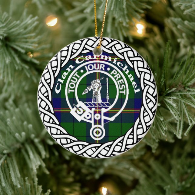Scottish Clan Carmichael Tartan and Crest Ceramic Ornament (Tree)