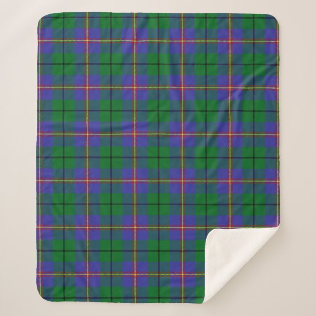 Scottish Clan Carmichael Tartan Plaid Sherpa Blanket (Front)